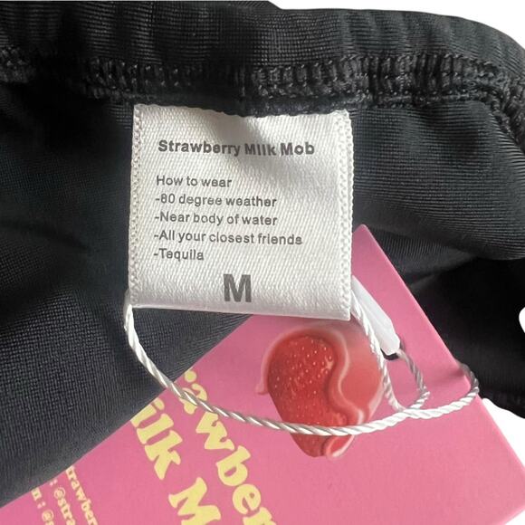 Strawberry Milk Mob Women’s Film Noir Black White String Bikini Set NWT - Picture 6 of 10